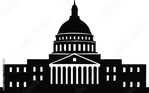 Washington capitol building skyline silhouette vector illustration
