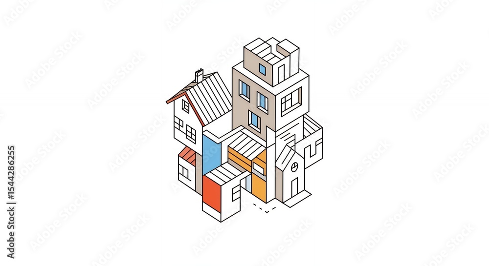 Isometric illustration of buildings Isometric illustration of buildings