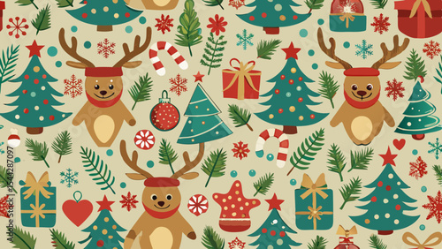 Festive Christmas Pattern Backgrounds – Holiday Icons, Trees, Gifts & Decorations