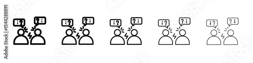 Angry people conflicts icon black and white vector sign