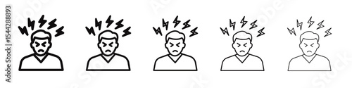 Angry person icon black and white vector sign