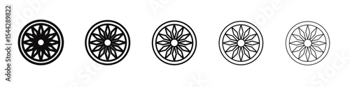 Ashoka Wheel icon black and white vector sign