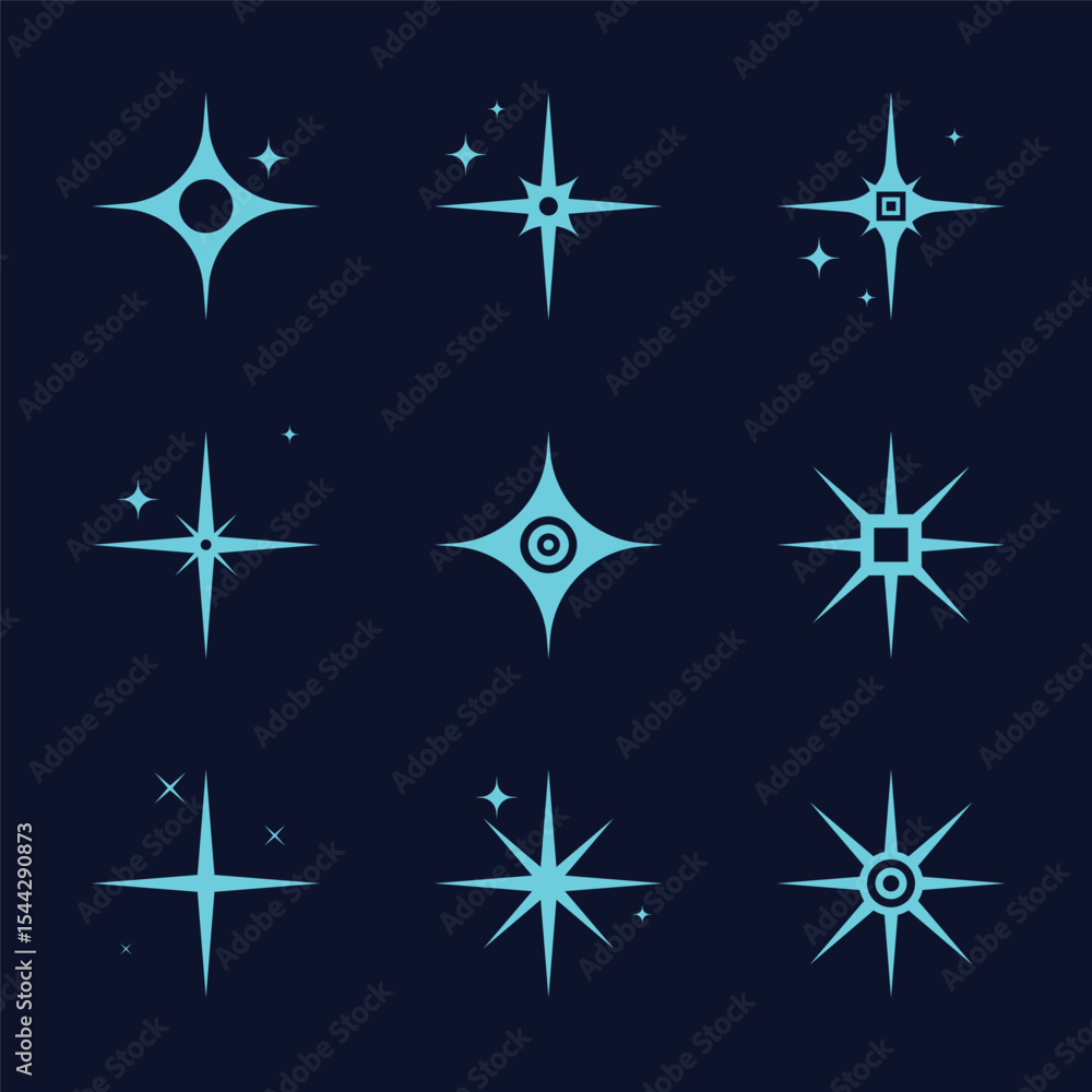 Obraz premium Sparkling stars shiny sparks glitter light star and sparkle elements illustration