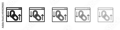 Backlink icon black and white vector sign