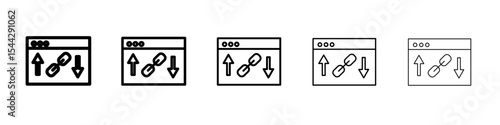 Backlink icon black and white vector sign