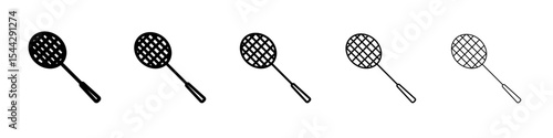Badminton racquet icon black and white vector sign