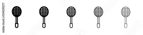 Badminton racquet icon black and white vector sign