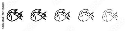 Bait Fishing Minnow icon black and white vector sign