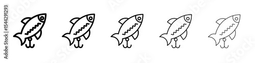Bait Fishing Minnow icon black and white vector sign