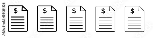Bank statement icon black and white vector sign