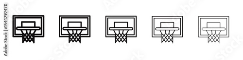 Fotografie Basketball Hoop icon black and white vector sign