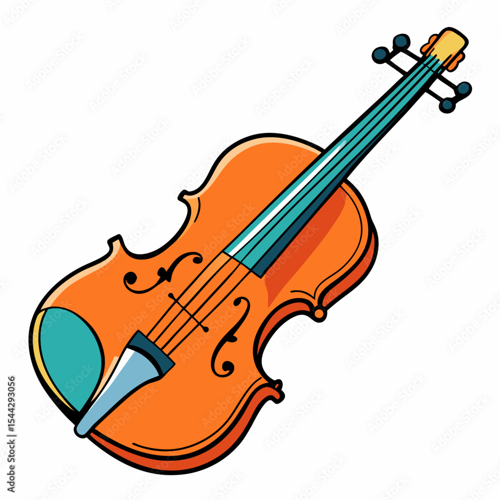 Fototapeta premium Cartoon Violin Vector Illustration – Playful, Stylish Music Instrument with Smooth Curves, Clean Design.
