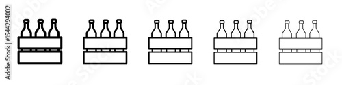 beer bottles in basket icon black and white vector sign