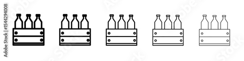 beer bottles in basket icon black and white vector sign