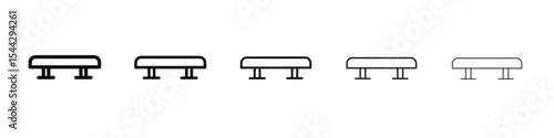 Bench icon black and white vector sign