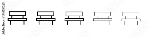 Bench icon black and white vector sign