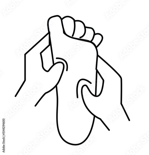 Foot massage, foot care, color vector drawing on the theme of pain, foot massage