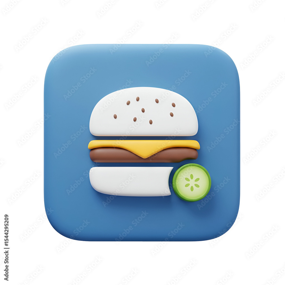3D Burger Icon App Design 3D Burger Icon App Design