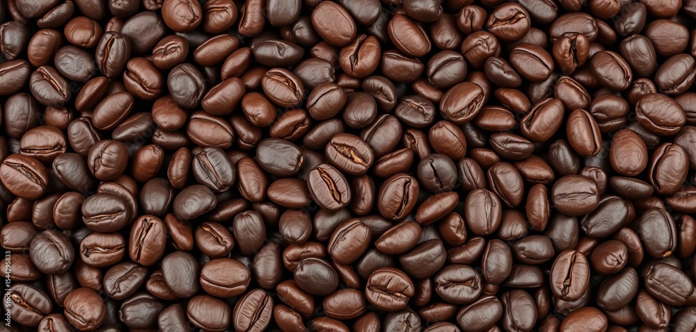 Obraz premium Dark roasted coffee beans, close-up texture background, food, espresso