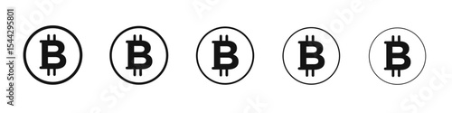 Bitcoin icon black and white vector sign