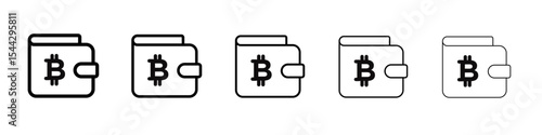 bitcoin wallet icon black and white vector sign