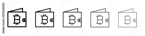 bitcoin wallet icon black and white vector sign