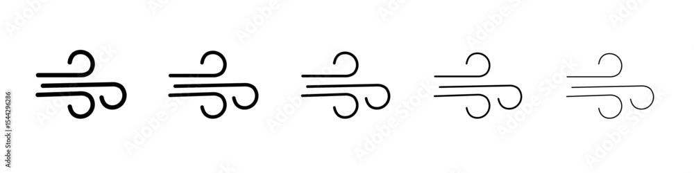 Blowing wind icon black and white vector sign Blowing wind icon black and white vector sign