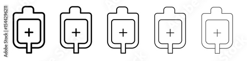 blood bag icon black and white vector sign