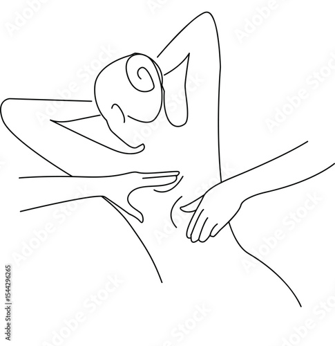 icon massaging woman's back.abstract back massage in the style of one line art.