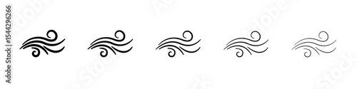 Blowing wind icon black and white vector sign