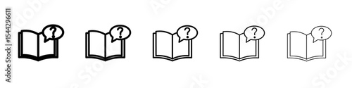 book with question mark icon black and white vector sign