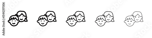 boy girl Kids Icon black and white vector sign