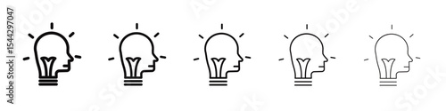 Brain idea icon black and white vector sign