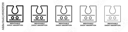 Breathable sweat absorption icon black and white vector sign