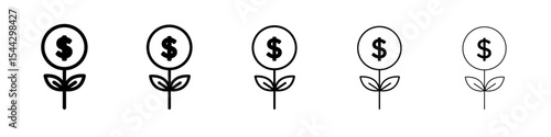 Business Investments growth Icon black and white vector sign
