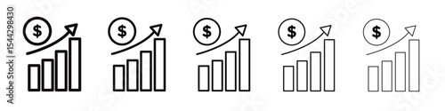 Business Investments growth Icon black and white vector sign