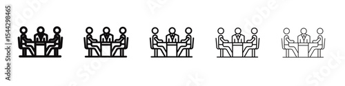 Business meeting icon black and white vector sign