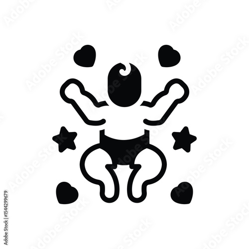 Black solid icon for baby