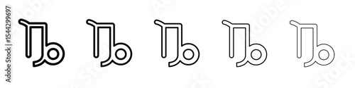 Capricorn zodiac sign icon black and white vector sign