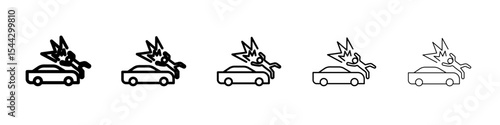 car Accident icon black and white vector sign