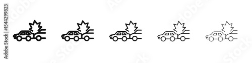 Car accident icon black and white vector sign