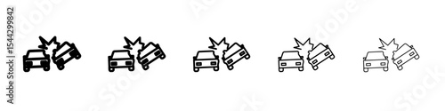 car accident icon black and white vector sign