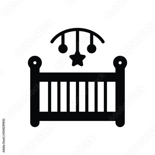 Black solid icon for baby bed