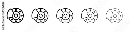 Car brake disk with caliper icon black and white vector sign