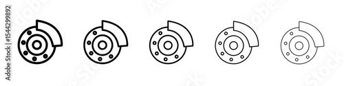 Car brake disk with caliper icon black and white vector sign