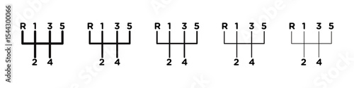car manual shift lever icon black and white vector sign