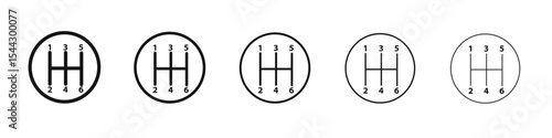 car manual shift lever icon black and white vector sign