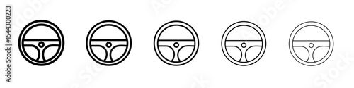 car Steering wheel icon black and white vector sign