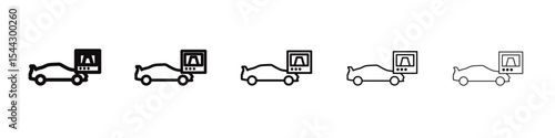 Car with touchscreen display icon black and white vector sign