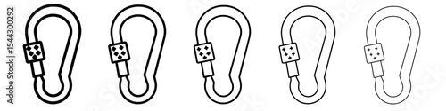carabiner icon black and white vector sign